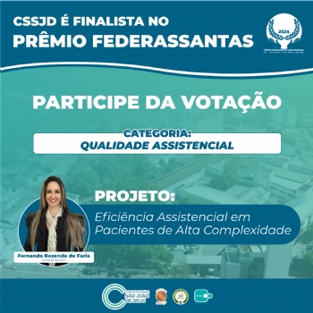 CSSJD é finalista no prêmio FEDERASSANTAS - 