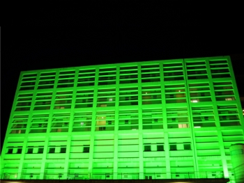 Em apoio ao “Setembro Verde”, HSJD ilumina uma de suas fachadas - Prédio 2 (Unidade Irmão Diamantino) iluminado para o Setembro Verde