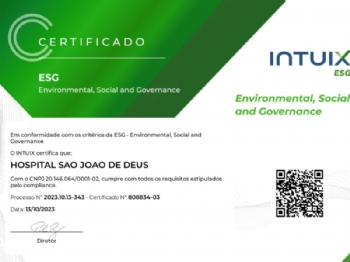 CSSJD conquista Certificação ESG conferida pelo Instituto Intuix - 